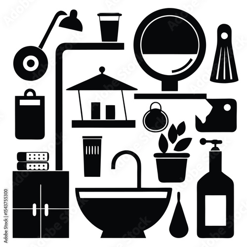 Bathroom elements vector illustration