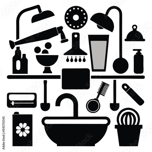 Bathroom elements vector illustration
