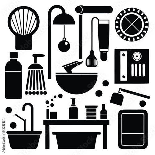 Bathroom elements vector illustration