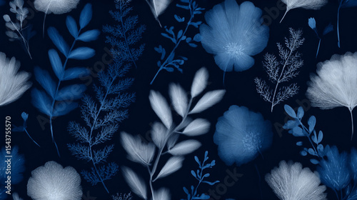 Blue flowers pattern.