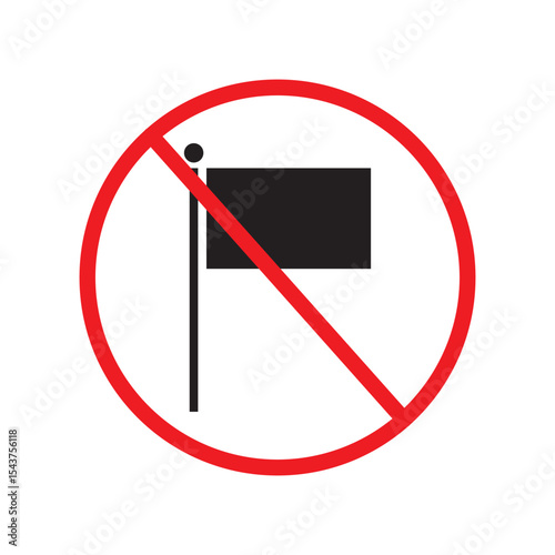 Simple flag icon. Not allowed, black object in red warning sign with transparent background