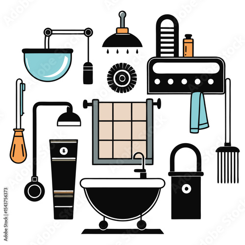 Bathroom elements vector illustration