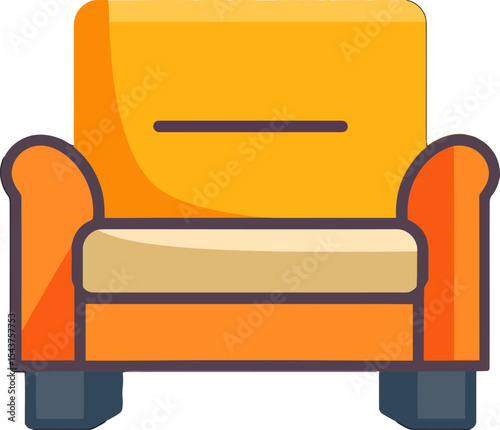 Orange Armchair: This eye-level shot captures a vibrant orange armchair, presented against a seamless backdrop, ideal for interior design, and furniture-related projects.