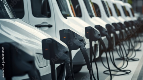 Electric Car. Modern Electric Vehicle. Electric Car Charging at Station. Eco-Friendly Vehicle Connected to Power Source. Clean Energy and Sustainable Transportation Concept with copy space.	