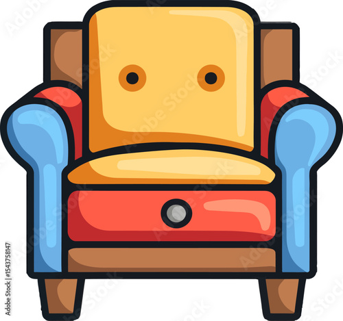 Colorful Living Room Chair: A vibrant, modern armchair with bold lines and eye-catching colors takes center stage, bringing a touch of whimsical charm to interior design.