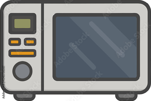 Microwave Oven Illustration: Clean, modern illustration of a microwave, a kitchen essential, perfectly representing the convenience and technology of modern living.
