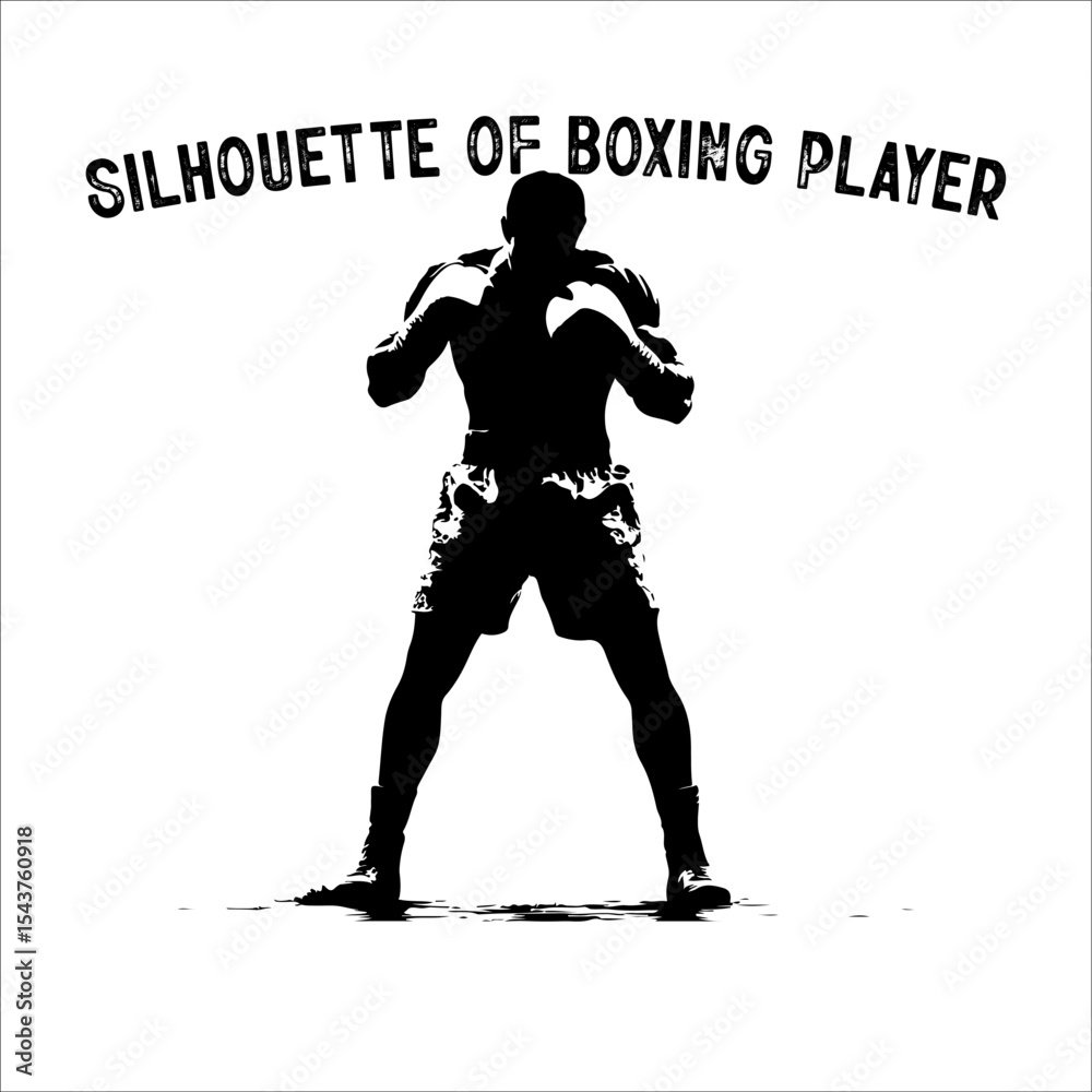 Fototapeta premium Silhouette of a Boxer in Fighting Stance.