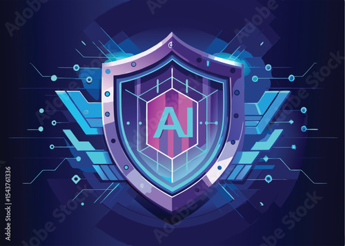 Futuristic high tech shield icon modern security design