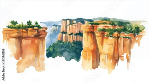 Copper Canyon. Copper Canyon hand drawn watercolor illustration
