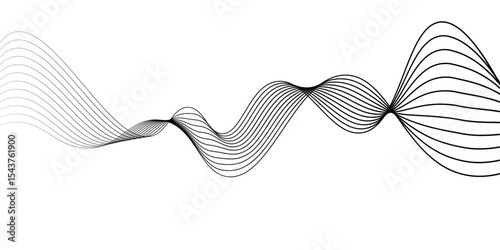Minimal abstract background with thin black wave lines flowing smoothly across a white backdrop, elegant curves, high contrast, clean and modern design, vector style, no texture, no gradient.