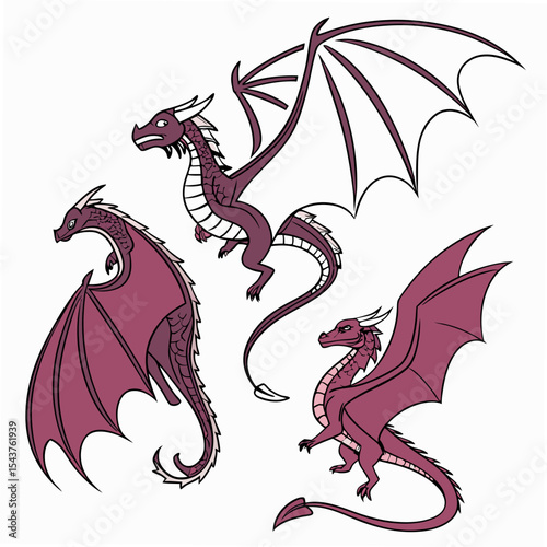 set of dragon vector illustration