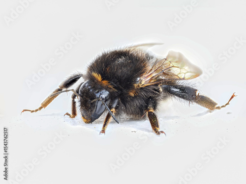 Bourdon des pierres (Bombus lapidarius) photographié en macro