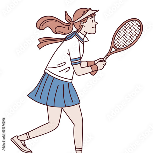 Silhouette of Isolated Tennis Girl – Female Athlete Vector Illustration