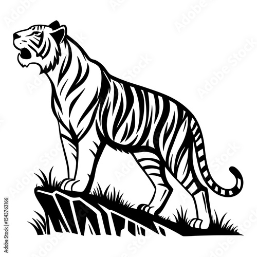 tiger  silhouette on white background