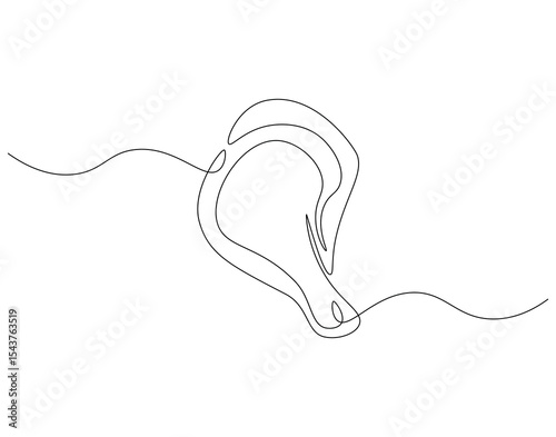 Chiken meat continuous line. Continuous one line drawing of fried chicken. Fast food concept. Single line drawing