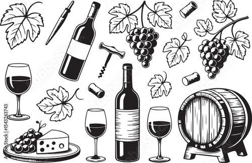 Winery Elements Vintage Engraving Collection