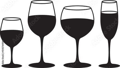 Elegant Wine Glass Silhouette Collection