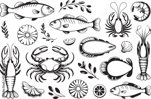 Assorted Seafood Engraving Collection