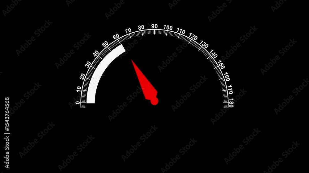 Animation of a  speed meter with  level scale. Racing speed counter. Engine power concept template. Speed meter with  kilometers measuring scale. in dark background
