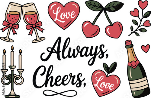 Valentine's Day Love and Celebration Sticker Set