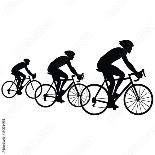 A striking silhouette of a cyclist on a bicycle captures the essence of sport and activity