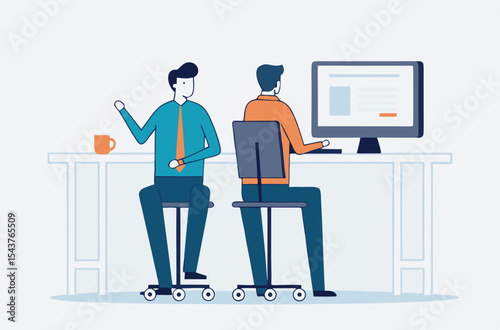 business people team meeting for project brainstorm. research resume Profile for job interview and hiring. With flat vector illustration cartoon character design concept
