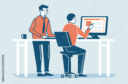 business people team meeting for project brainstorm. research resume Profile for job interview and hiring. With flat vector illustration cartoon character design concept

