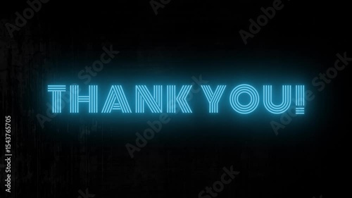 thank you text animated with blue neon bulb video design