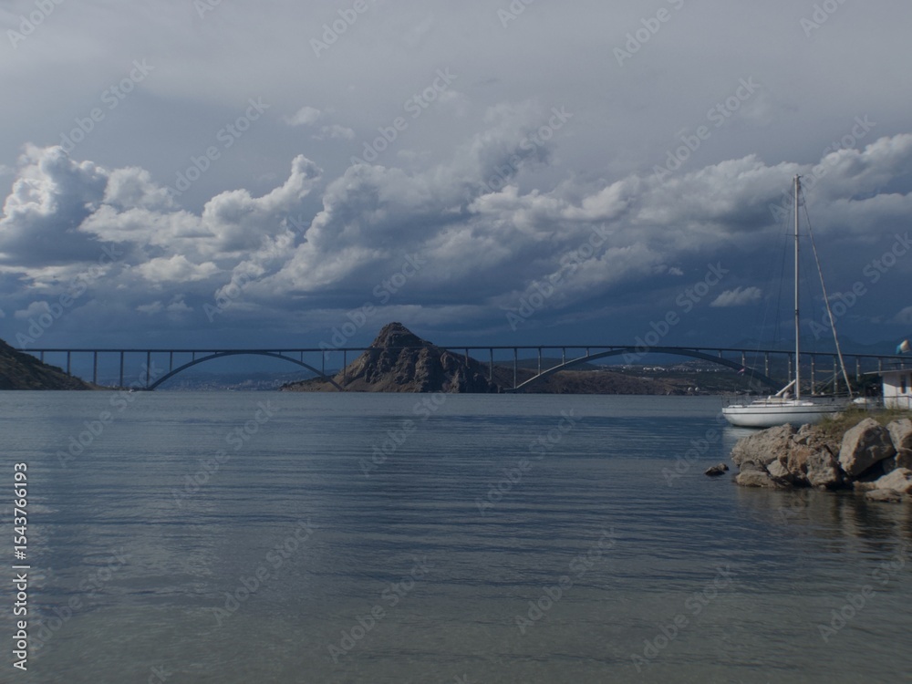Naklejka premium bridge over the river