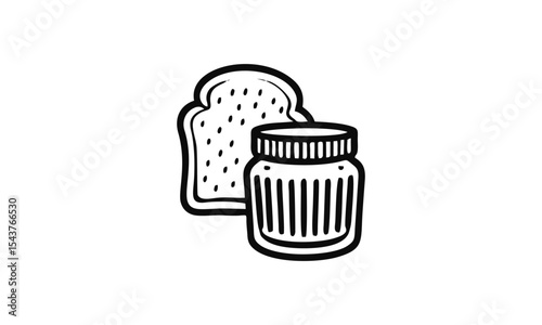Bread and jam vector in black and white