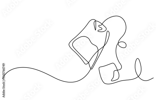 one continuous line drawing of tea bag.one line drawing of tea bag icon single line vector illustration. isolated white background, Hot herbal drink for morning routine and breakfast in simple linear.