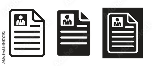Collection of vector icon of cv worker, cv file, cv data for web design on white background