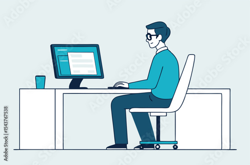 flat vector businessman working from home office workplace concept and business technology smart working. work online connect from anywhere concept 
