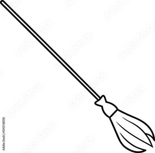 broomstick icon line art vector illustration on transparent background