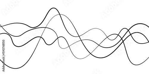 Minimal abstract background with thin black wave lines flowing smoothly across a white backdrop, elegant curves, high contrast, clean and modern design, vector style, no texture, no gradient.