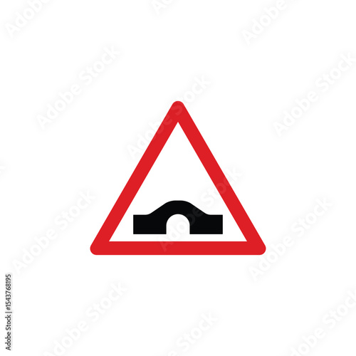Hump bridge triangle road sign. Reflective traffic sign symbol modern, simple, vector, icon for website design, mobile app, ui. Vector Illustration