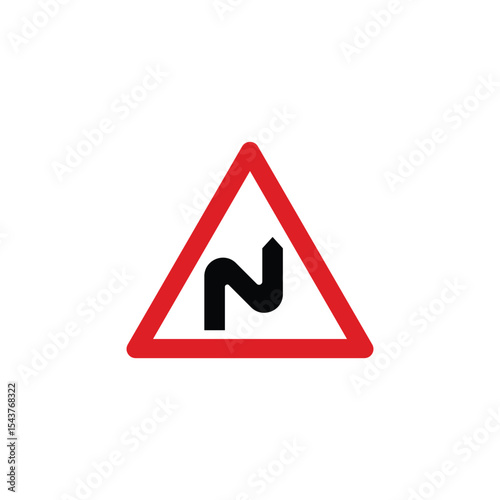Double bends to right triangle road sign. Reflective traffic sign symbol modern, simple, vector, icon for website design, mobile app, ui. Vector Illustration
