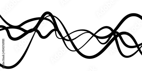 Minimal abstract background with thin black wave lines flowing smoothly across a white backdrop, elegant curves, high contrast, clean and modern design, vector style, no texture, no gradient.