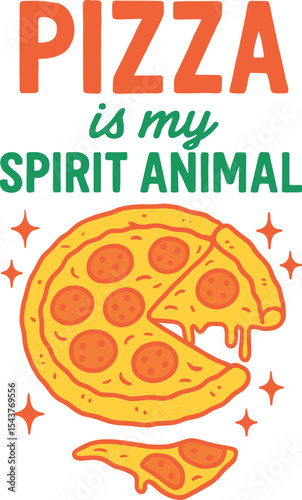 Pizza with pepperoni flat vector bright colors