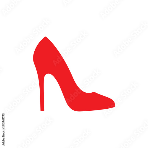 Red single high heel silhouette icon vector flat design.