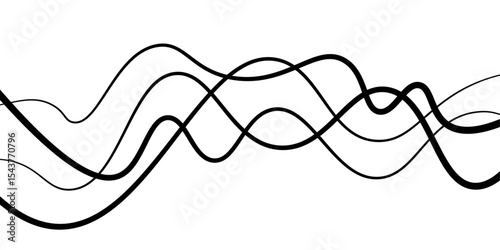 Minimal abstract background with thin black wave lines flowing smoothly across a white backdrop, elegant curves, high contrast, clean and modern design, vector style, no texture, no gradient.