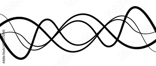Minimal abstract background with thin black wave lines flowing smoothly across a white backdrop, elegant curves, high contrast, clean and modern design, vector style, no texture, no gradient.