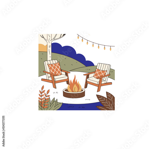 Outdoor fire pit with Adirondack chairs, perfect for fall evenings.