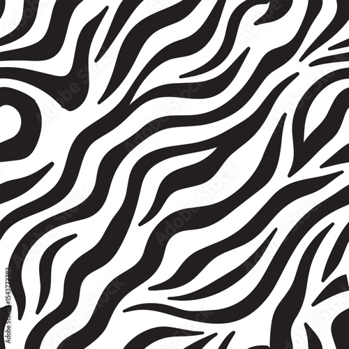 Zebra Stripes Silhouette Vector Format – Seamless Wildlife Skin Background