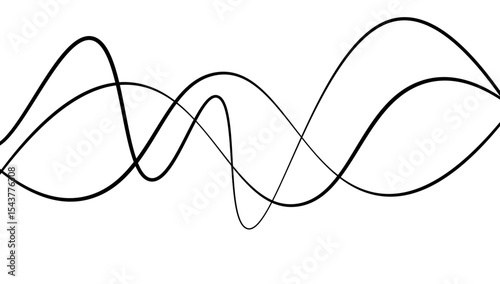 Minimal abstract background with thin black wave lines flowing smoothly across a white backdrop, elegant curves, high contrast, clean and modern design, vector style, no texture, no gradient.