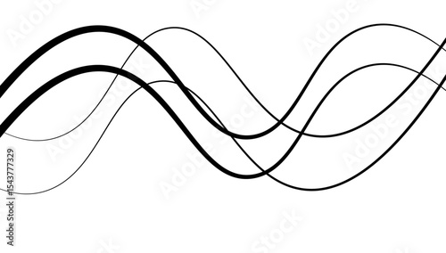 Minimal abstract background with thin black wave lines flowing smoothly across a white backdrop, elegant curves, high contrast, clean and modern design, vector style, no texture, no gradient.