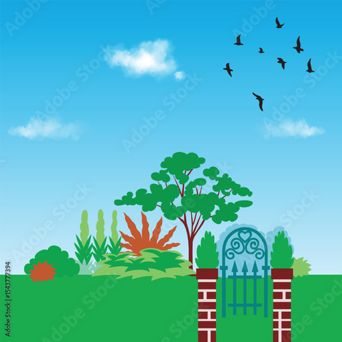 Countryside silhouettes view houses farms windmills