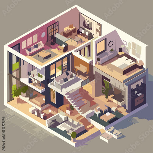 Minimal Home Rooms – Isometric Vector Collection