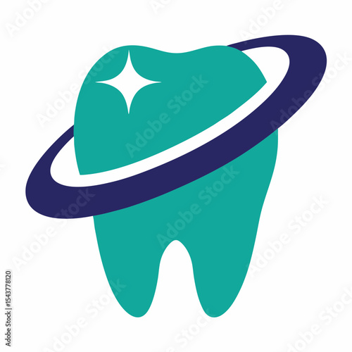 Cosmic Tooth Vector Logo for Dental Care and Oral Hygiene Branding.