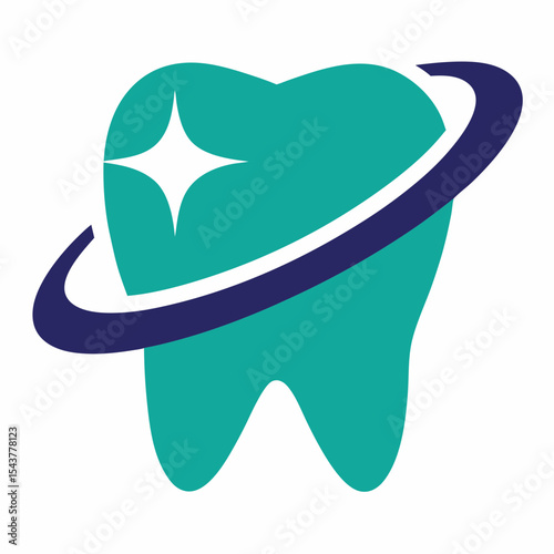 Cosmic Tooth Vector Logo for Dental Care and Oral Hygiene Branding.